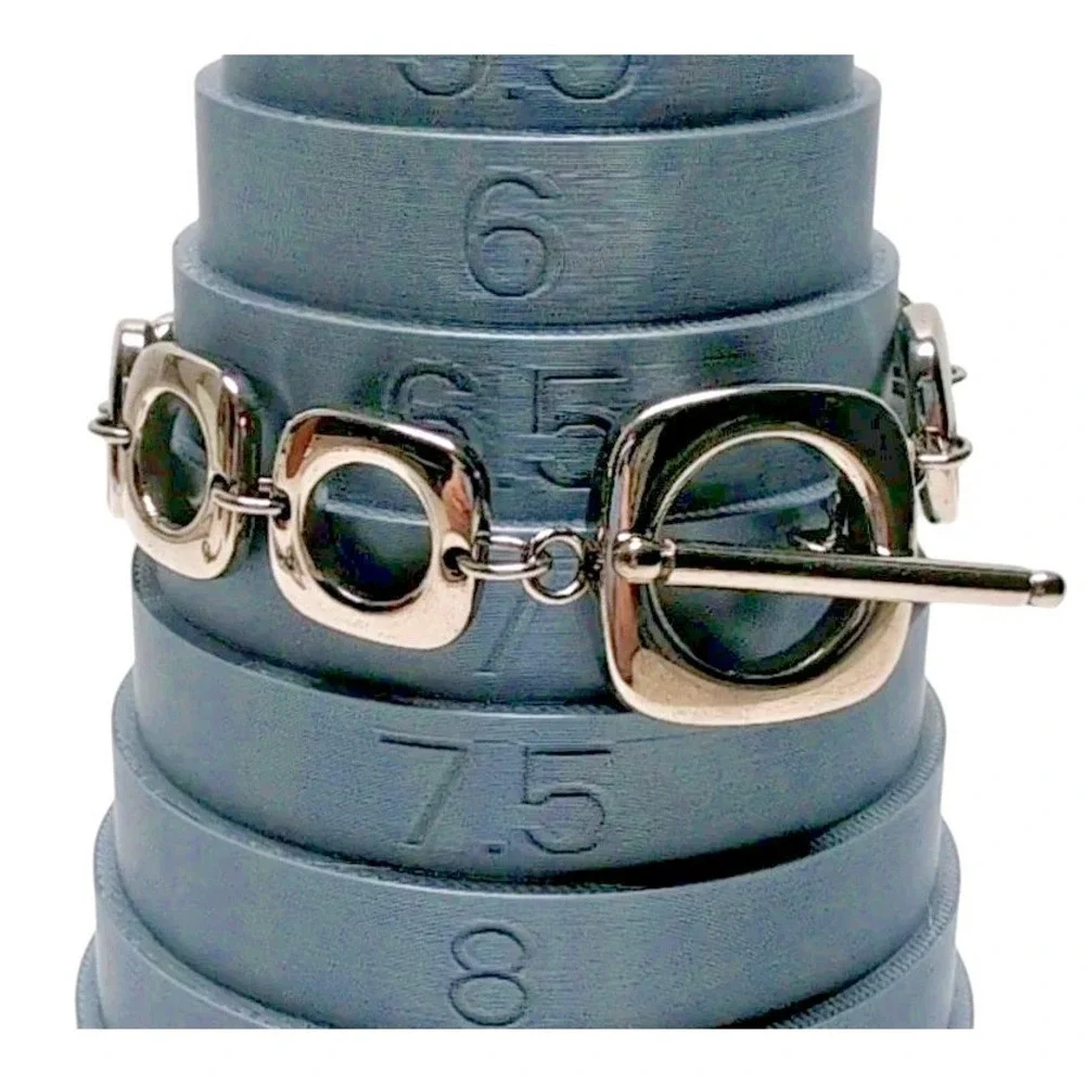 Stainless Steel Toggle Bracelets Chunky Multi Strand Geometric Silver Tone